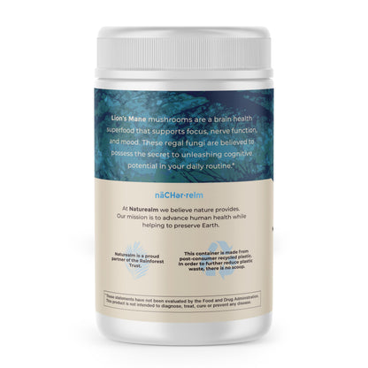 Naturealm Lion's Mane Mushroom Powder – Organic Brain Support, Focus & Memory – 60 Servings – Non-GMO