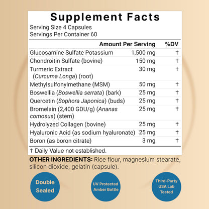 NatureBell Advanced Glucosamine Chondroitin MSM Supplement – 240 Capsules | 10-in-1 Joint Support Complex, Non-GMO