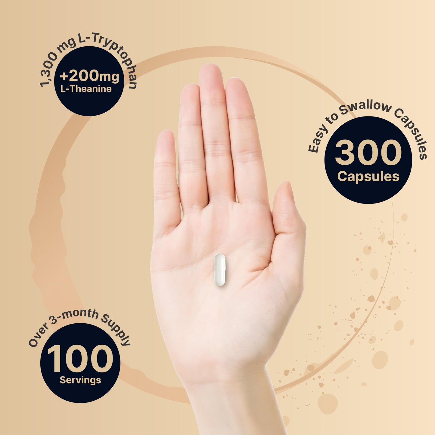 NatureBell L-Tryptophan 1300mg + L-Theanine 200mg | 300 Caps | Calm & Relaxation
