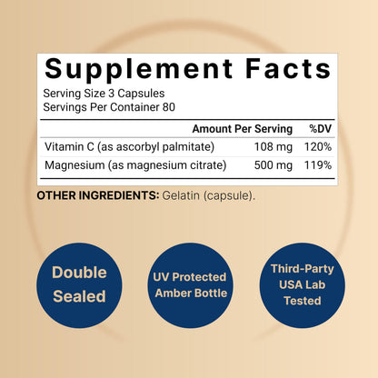 NatureBell 2 Pack Magnesium Citrate 500mg – 480 Capsules | 2-in-1 Vitamin C