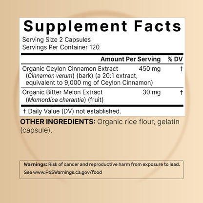 NatureBell 2 Pack Ceylon Cinnamon 9000mg Per Serving + Organic Bitter Melon – 480 Capsules | Non-GMO, Gluten Free