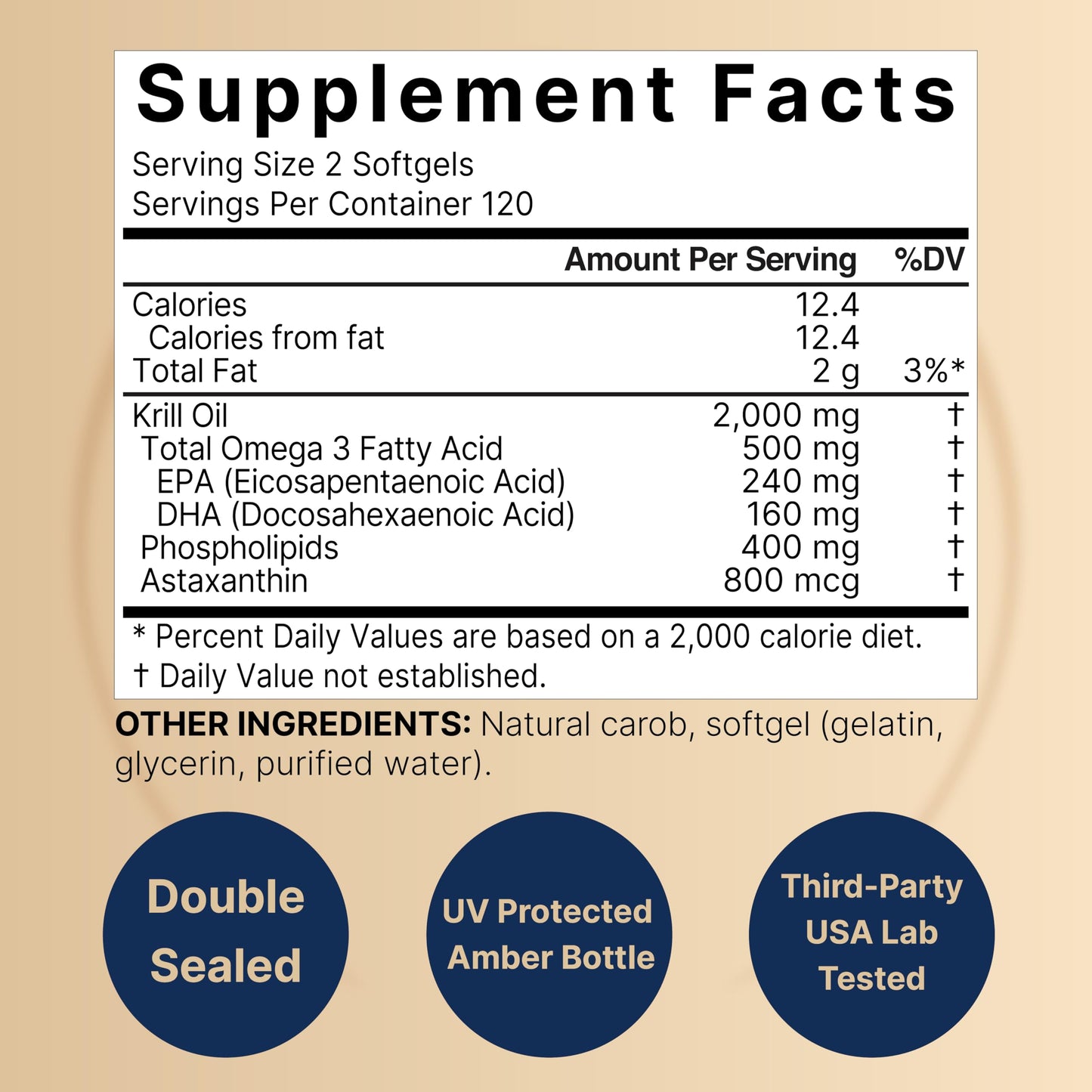NatureBell Antarctic Krill Oil 2000mg - 240 Softgels - 3x Strength | EPA 240mg DHA 160mg Astaxanthin 800mcg