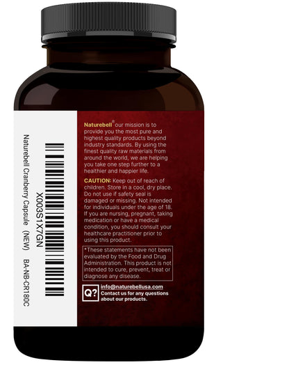 NatureBell Cranberry Pills 2 Pack – 36,000mg Extract, Acerola | Organic, Sugar Free