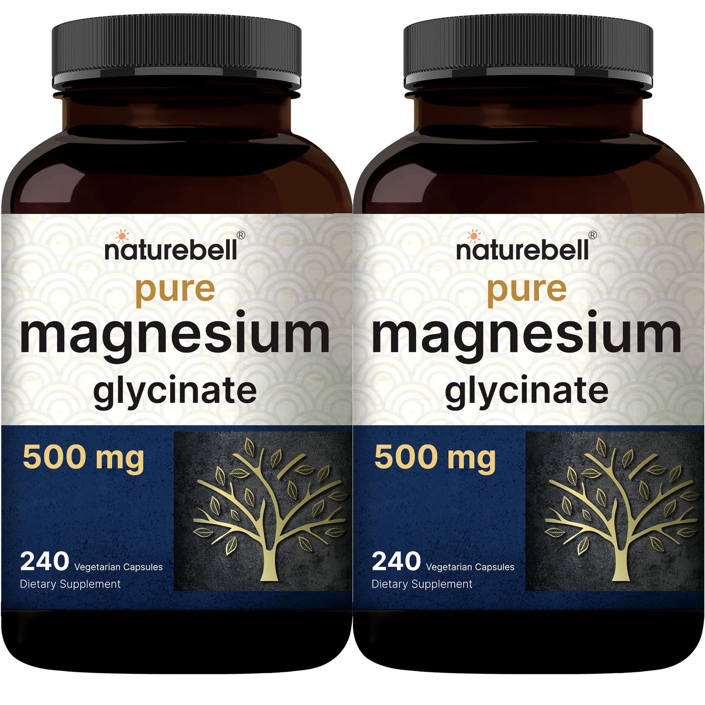 NatureBell Magnesium Glycinate 500mg Capsules – 480 Count | Chelated, 3rd-Party Tested, Non-GMO, Gluten Free