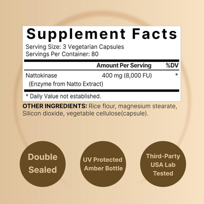 NatureBell Nattokinase 8,000 FU – 240 Veggie Capsules | Non-GMO, Heart Health