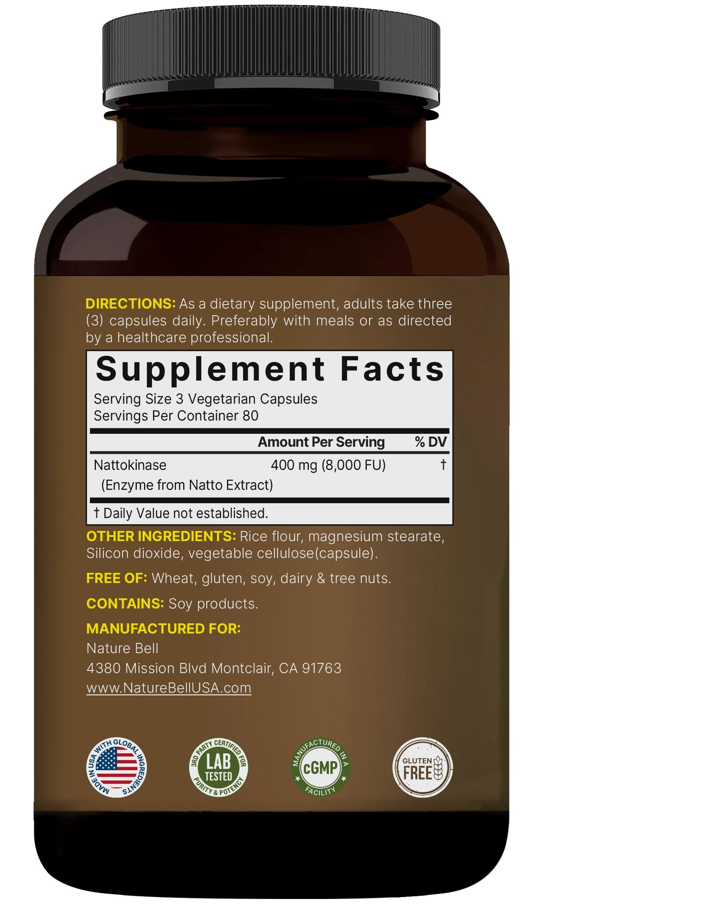 NatureBell Nattokinase 8,000 FU – 240 Veggie Capsules | Non-GMO, Heart Health