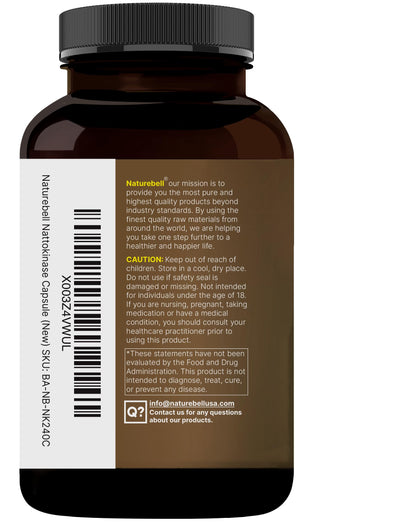 NatureBell Nattokinase 8,000 FU – 240 Veggie Capsules | Non-GMO, Heart Health