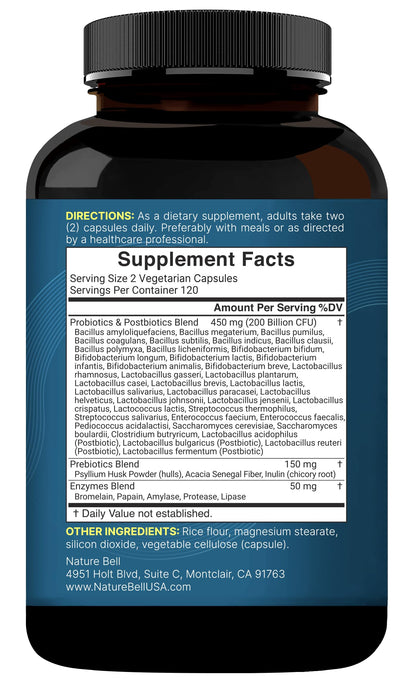 NatureBell Probiotic 200B CFU – 40 Strains | 240 Veggie Capsules