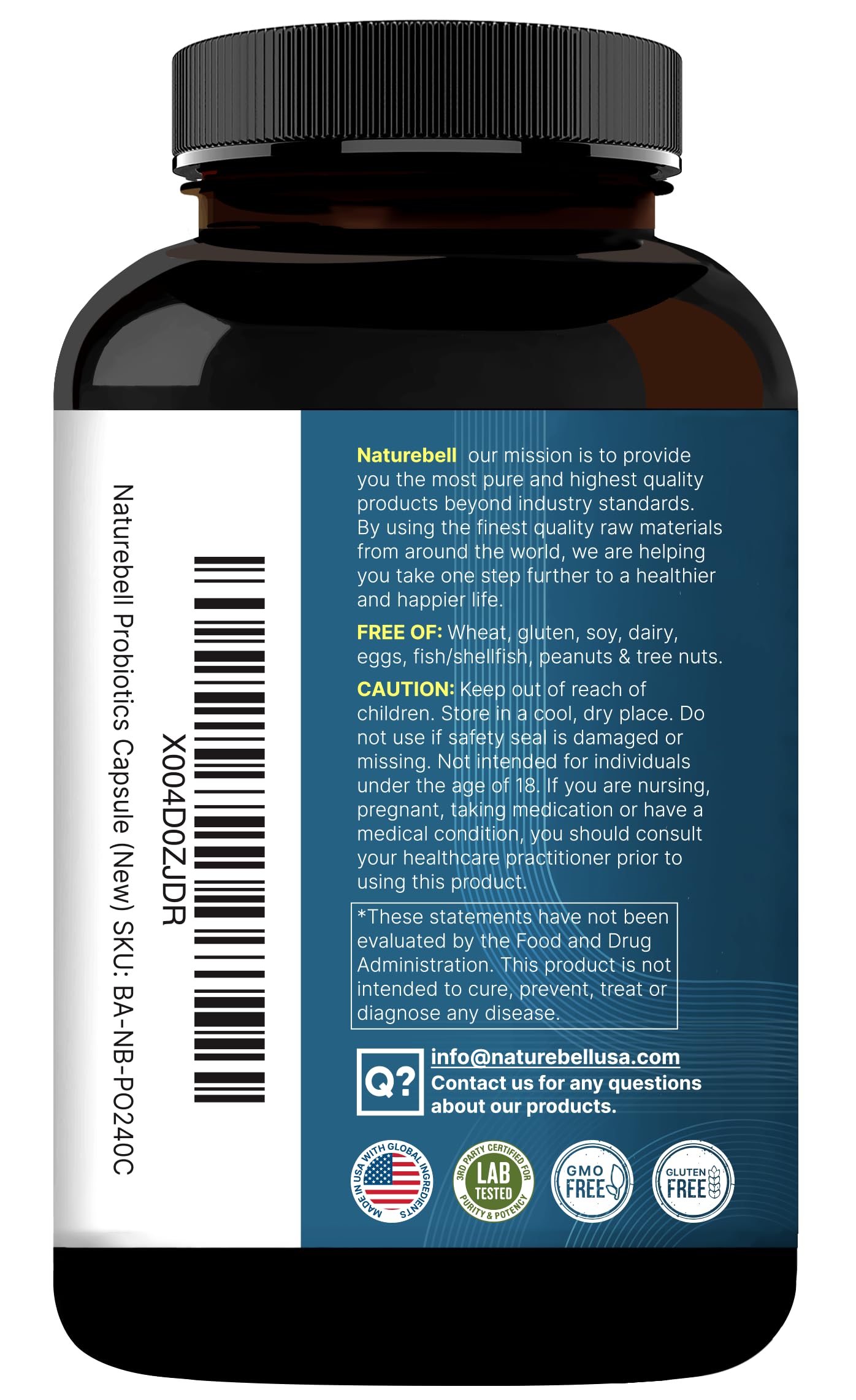 NatureBell Probiotic 200B CFU – 40 Strains | 240 Veggie Capsules
