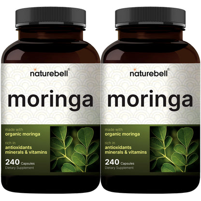 NatureBell Pure Moringa Capsules – 8,000mg per Serving, 2-Pack, Organic
