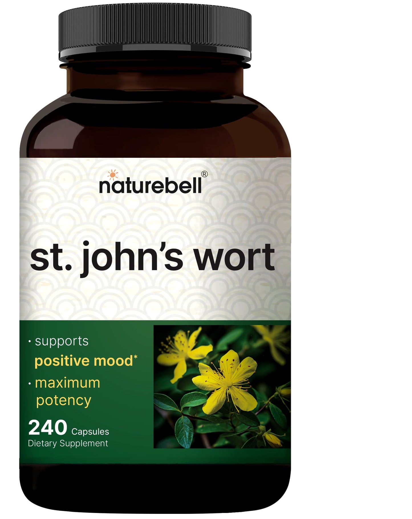 NatureBell St. John’s Wort 9,000mg | 240 Capsules | 15:1 Extract | Positive Mood Support | Non-GMO