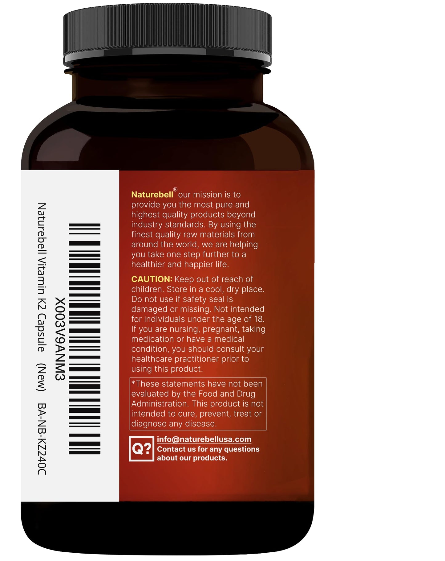NatureBell Vitamin K2 MK-7 & MK-4 – 200 mcg, 240 Capsules – 2-in-1 K Complex