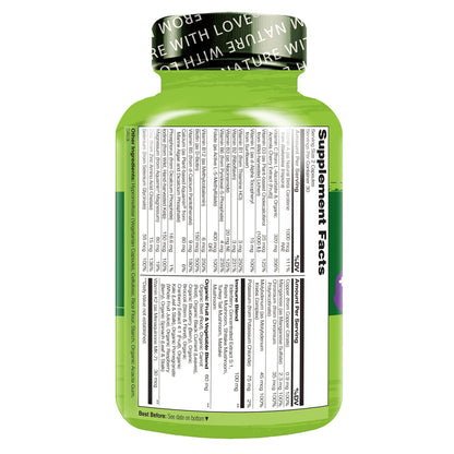 NATURELO Whole Food Multivitamin + Immune Blend – Elderberry & Mushrooms, 60 Vegan Capsules