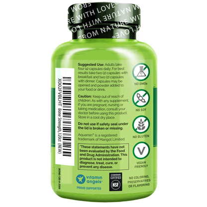 NATURELO Calcium 600 mg with D3, K2, Magnesium & Zinc – Plant-Based, 120 Veggie Capsules