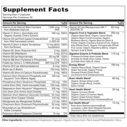 NATURELO Mens Multivitamins – Whole Food Multivitamin for Men | 120 Vegetarian Capsules