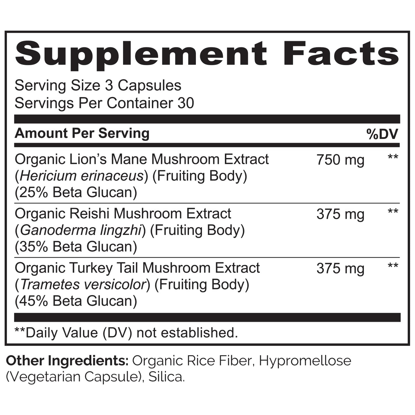 NATURELO Mushroom Supplement – Brain & Immune Blend with Lion’s Mane, Reishi & Turkey Tail – 90 Vegan Capsules