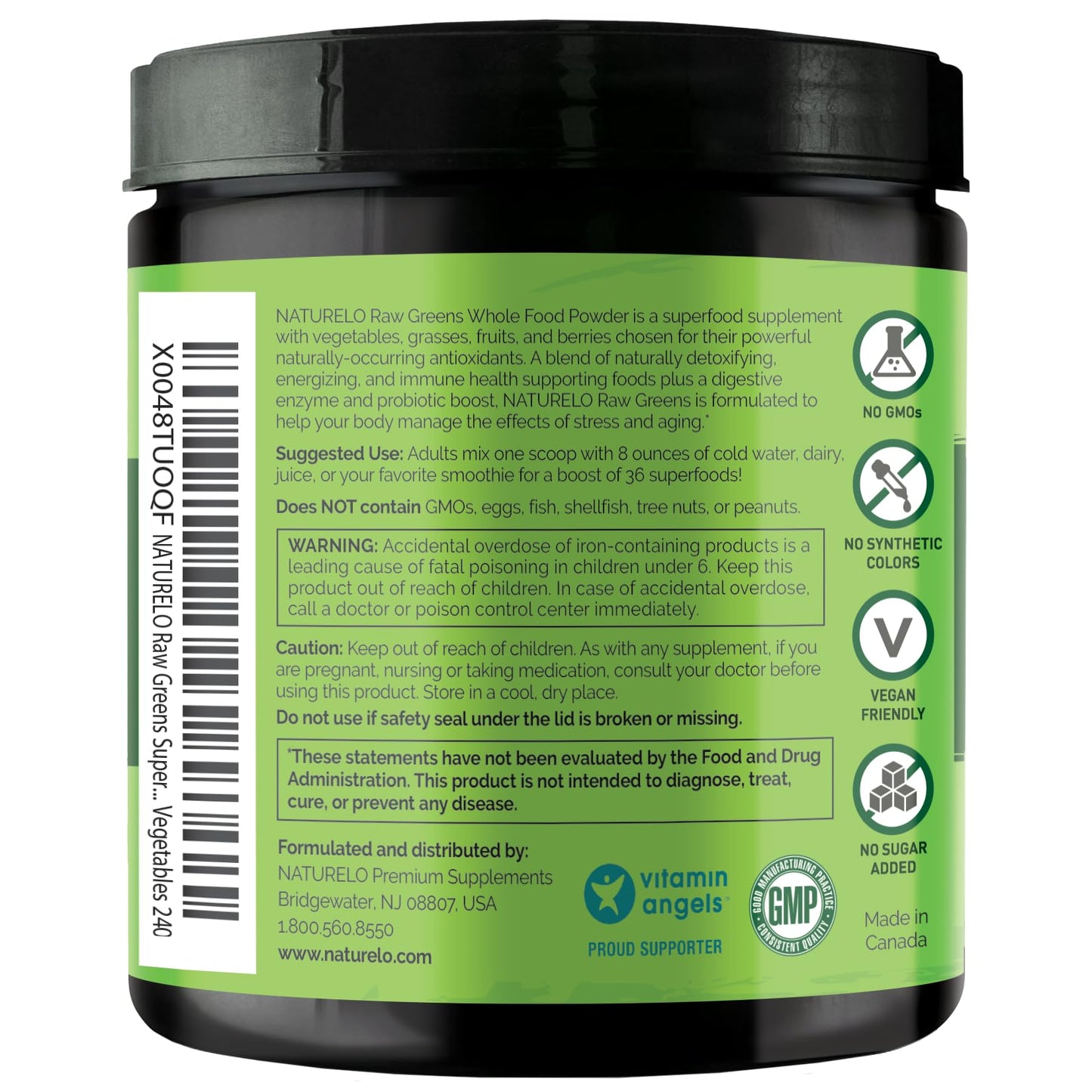 NATURELO Raw Greens Superfood Powder 240g – Mixed Berry | Energy, Immunity & Detox