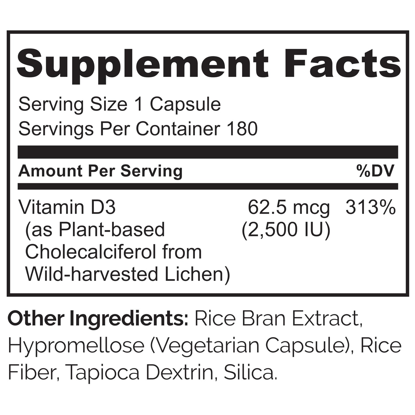 NATURELO Vitamin D3 2500 IU - Plant-Based from Lichen | Vegan & Gluten Free