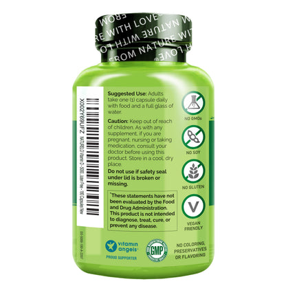 Naturelo Vitamin D3 5000 IU – Plant-Based from Lichen | Vegan D3, 180 Capsules