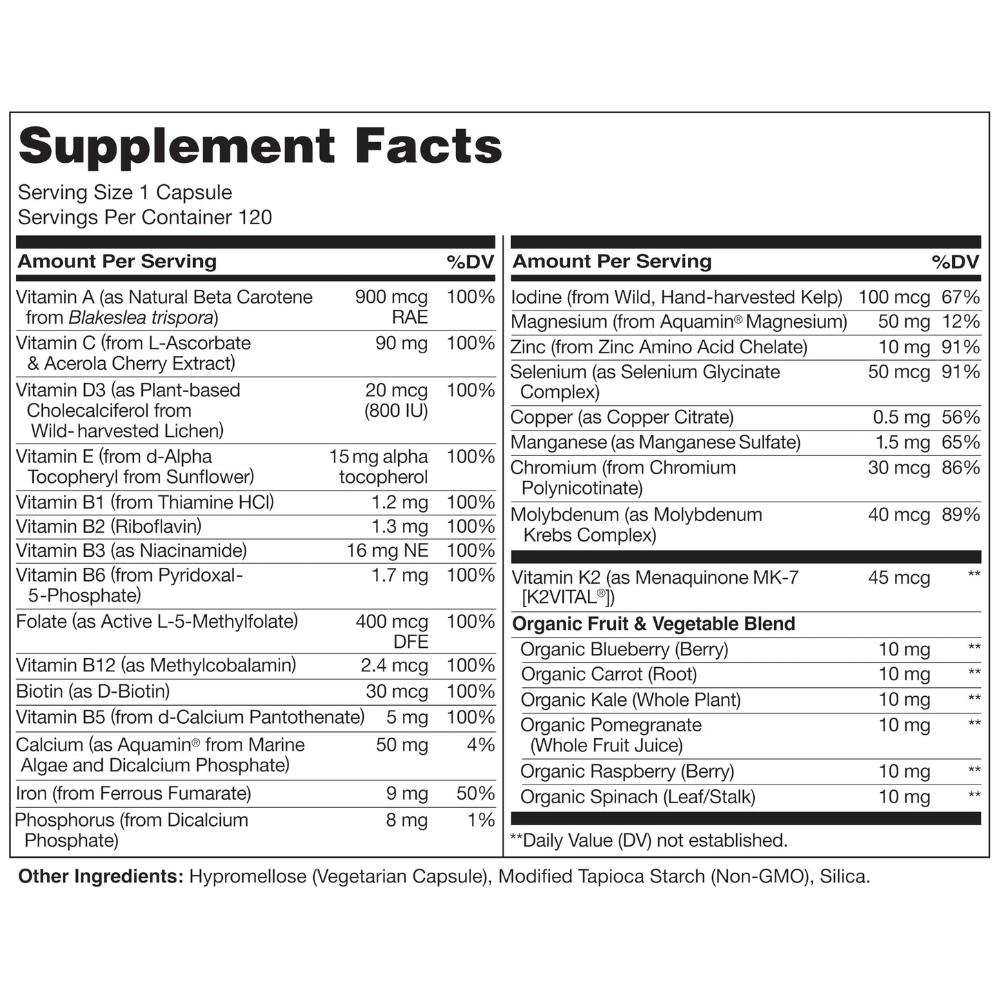 NATURELO One Daily Multivitamin for Women – 120 Ct, Non-GMO, Gluten Free