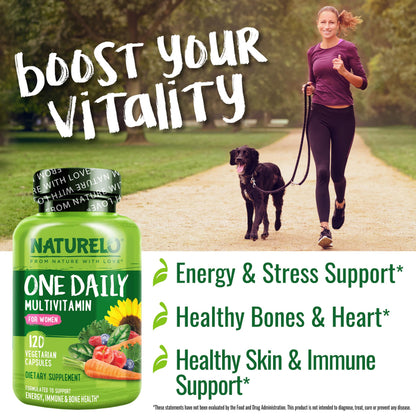 NATURELO One Daily Multivitamin for Women – 120 Ct, Non-GMO, Gluten Free