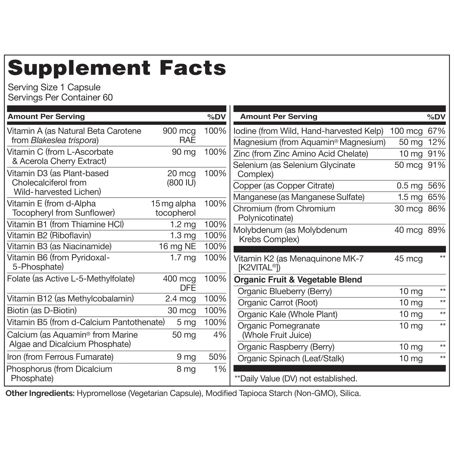 NATURELO One Daily Multivitamin for Women – 60 Ct, Energy Support, Non-GMO, Gluten Free