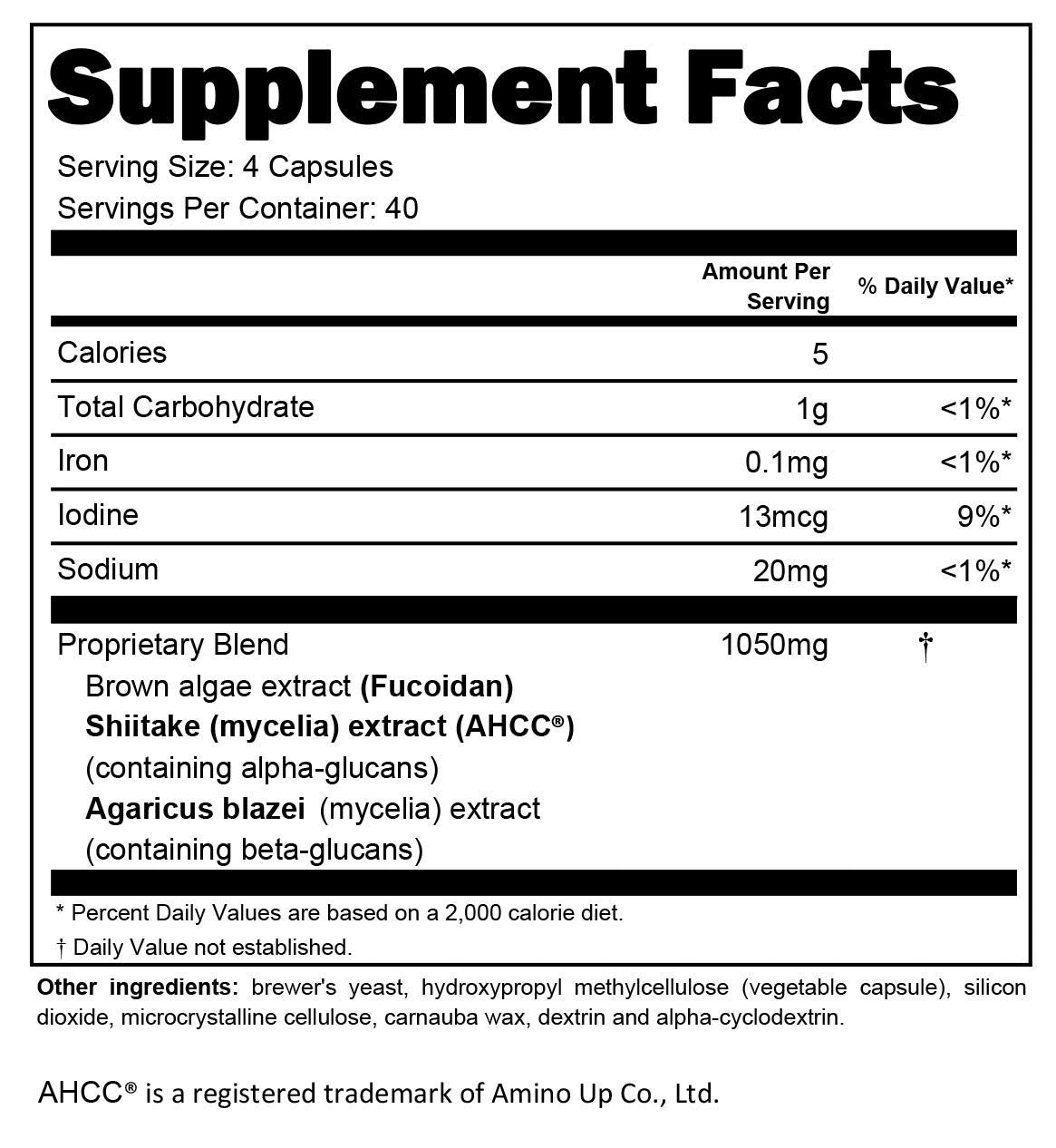 NatureMedic Fucoidan with AHCC® – Brown Seaweed Immunity Supplement, 160 Veg Capsules, Made in Japan