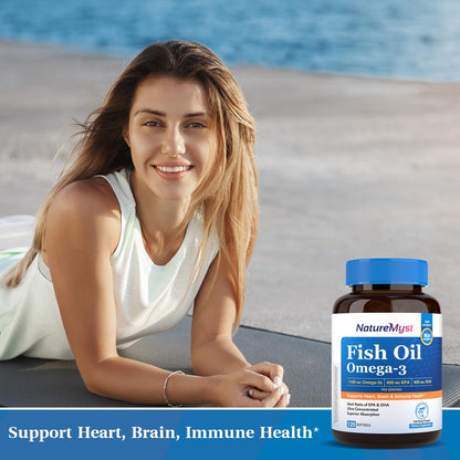 NatureMyst Omega-3 Fish Oil 2000mg - 120 Softgels | 1160 mg Omega-3, 600 mg EPA, 400 mg DHA | Heart, Brain, Immune Health