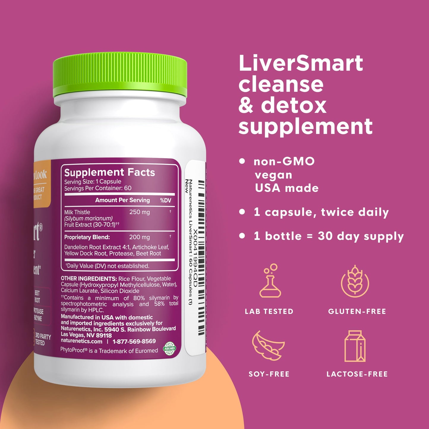 Naturenetics Milk Thistle Liver Cleanse & Support – 60 Veggie Capsules – 80% Silymarin + Artichoke & Dandelion – 3 Pack