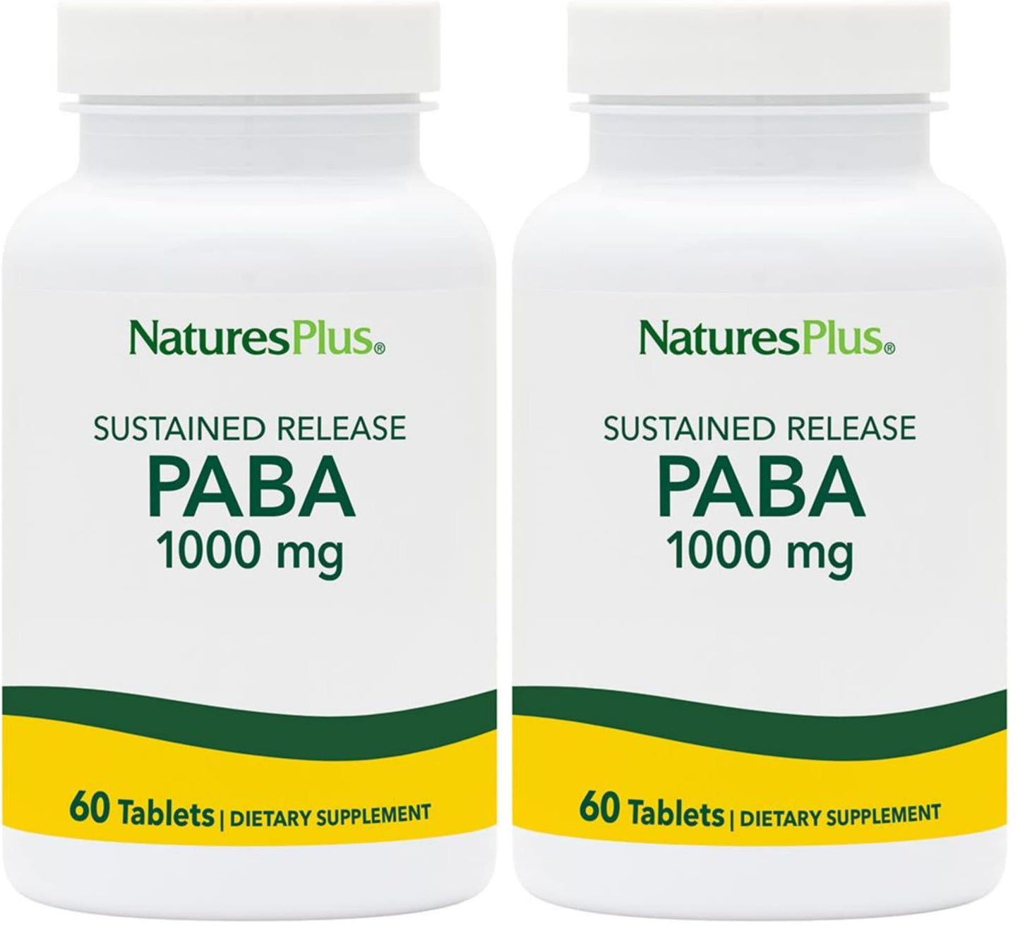 NaturesPlus PABA Sustained Release 1000 mg – 60 Veg Tablets (Pack of 2)