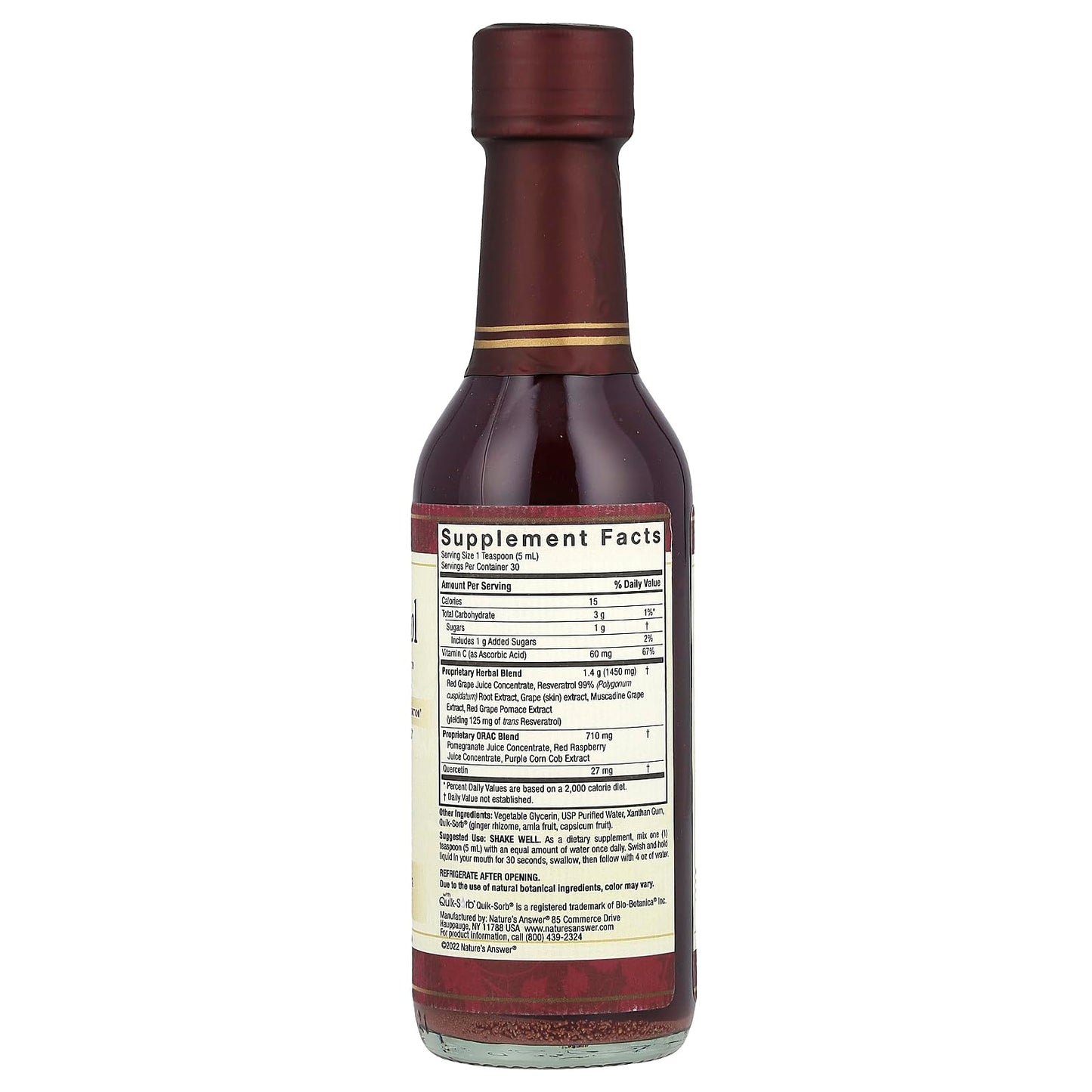 Nature's Answer Alcohol-Free Resveratrol Reserve 5oz Concentrated Liquid | Immune Support & Antioxidants | Single Count