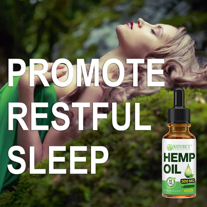 NATURE'S BENEFICIALS Organic Hemp Oil Drops 300mg | Omega 3-6-9 | Non-GMO, CO2 Extracted