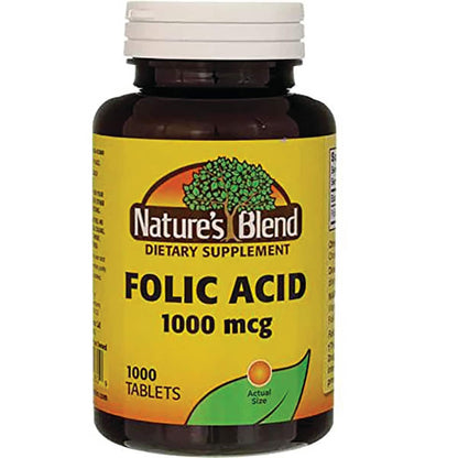 Nature's Blend Folic Acid 1000 mcg – 1,000 Tabs | Prenatal Health