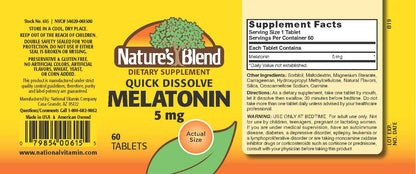 Nature's Blend Melatonin 5 mg - 60 Tablets (Assorted)