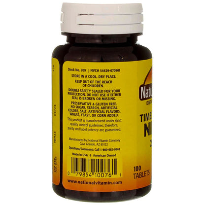 Nature's Blend Niacin Timed Release 250 mg – 100 Tabs | Gluten Free