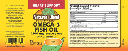 Nature's Blend Omega-3 1200 mg + Vitamin D3 1000 IU - 90 Softgels