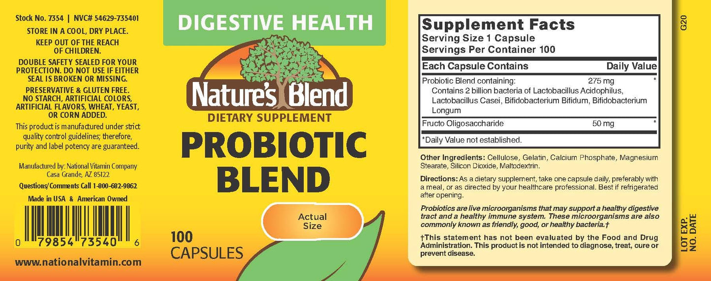 Nature's Blend Probiotic Blend 2 Million Cfu 100 Caps - White