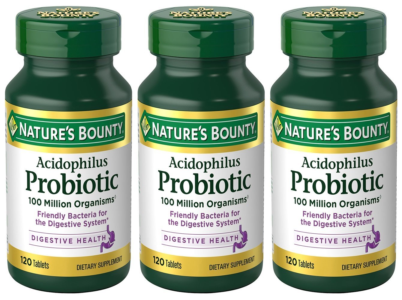 Nature's Bounty Acidophilus Probiotic – 360 Tablets (3 x 120 Count Bottles)