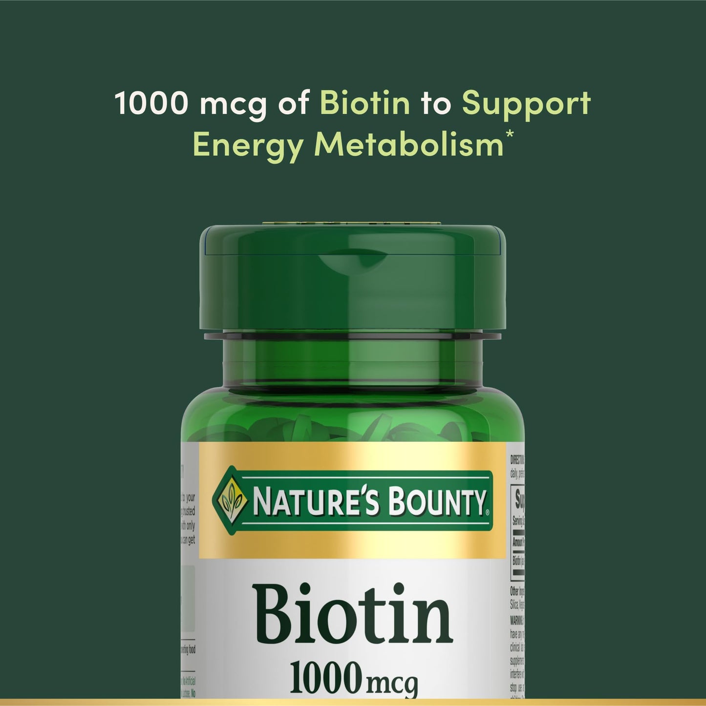 Nature's Bounty Biotin 1000 mcg | Supports Metabolism & Healthy Hair, Skin & Nails | 100 Tablets