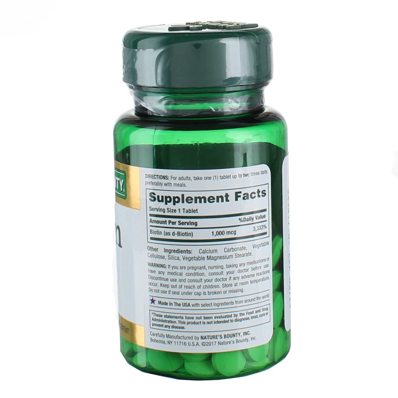 Nature's Bounty Biotin 1000 mcg Tablets - 200 ea Pack (2 Bottles)