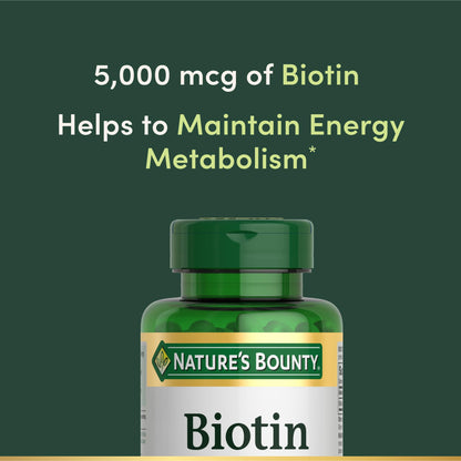 Nature's Bounty Biotin 5000 mcg - Supports Metabolism, Hair, Skin & Nails (150 Softgels)