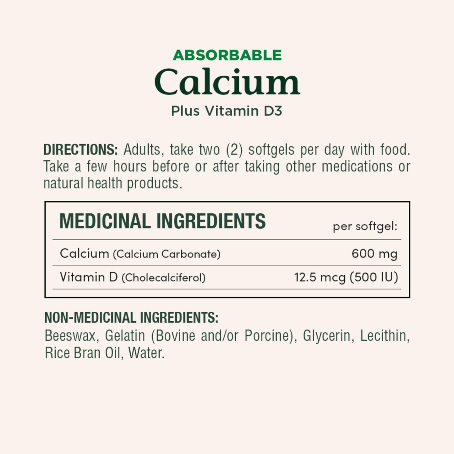 Nature's Bounty Absorbable Calcium 1200mg + Vitamin D3 1000IU – 200 Count | Gluten-Free