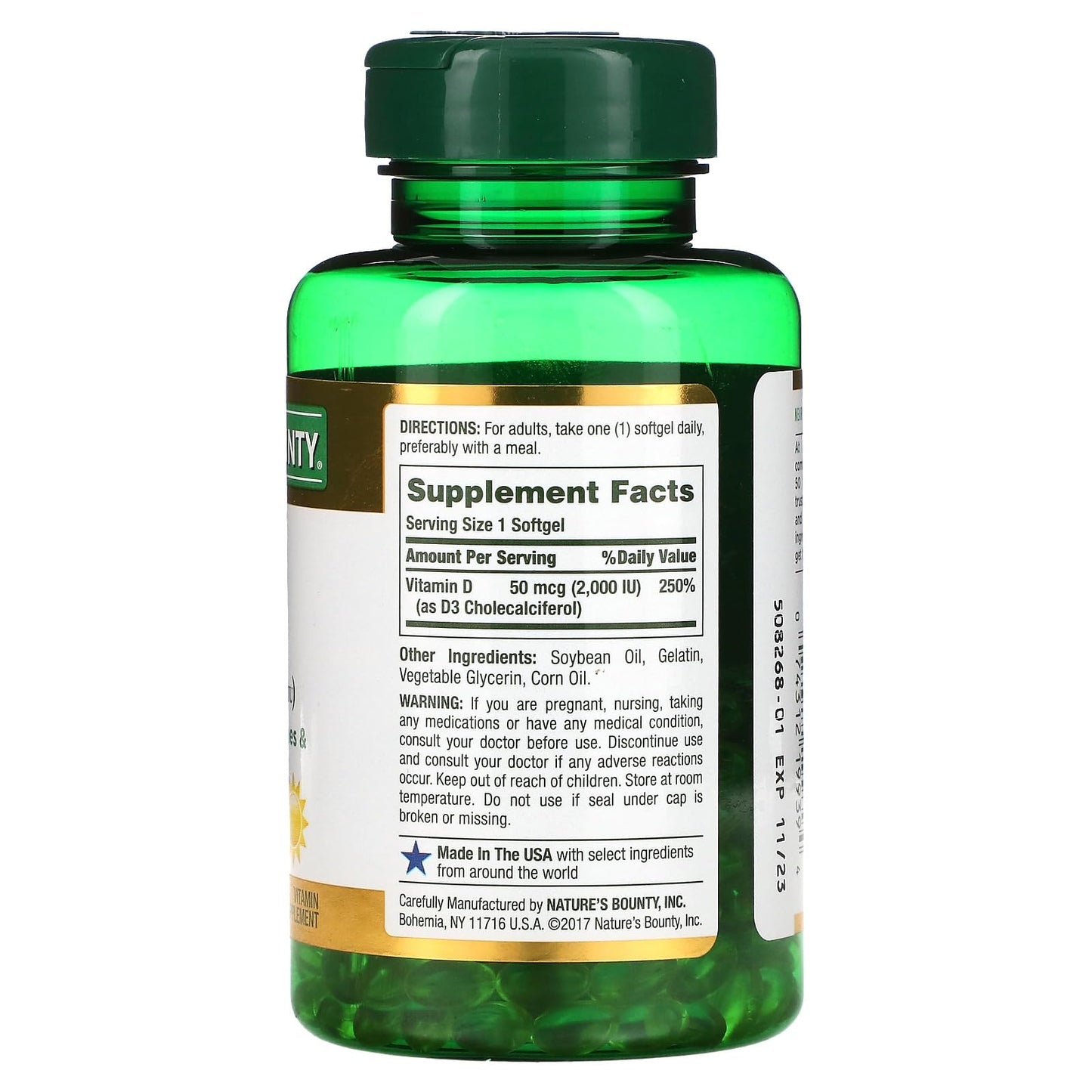 Nature's Bounty D3-2000 IU, 240 Softgels (Pack of 2) | Vitamin D3 Supplement