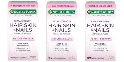 Nature's Bounty Extra Strength Hair Skin Nails, 150 Count, Pack of 3
