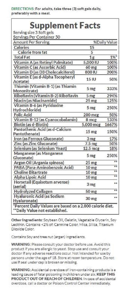 Nature's Bounty Extra Strength Hair Skin Nails, 150 Count, Pack of 3