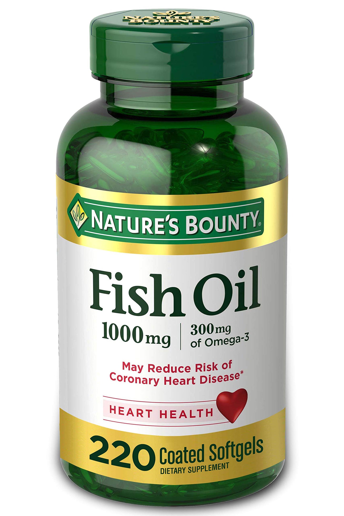 Nature's Bounty Fish Oil 1000 mg Coated Softgels | 220 Count | Omega-3 EPA/DHA for Heart Health