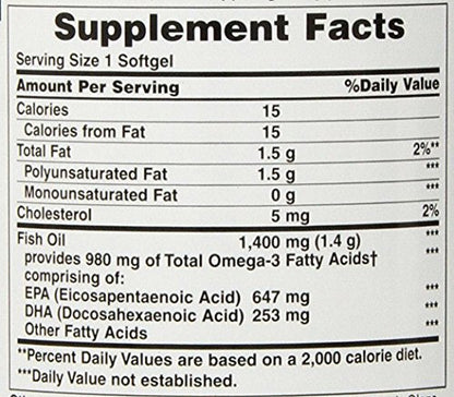 Nature's Bounty Fish Oil 1400 mg - 130 Softgels | 1 Bottle