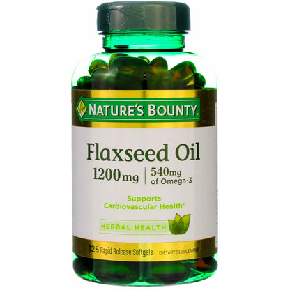 Nature's Bounty Flaxseed Oil 1200 mg, Rapid Release Softgels — Heart Health & Wellness (125 Count, Pack of 2)