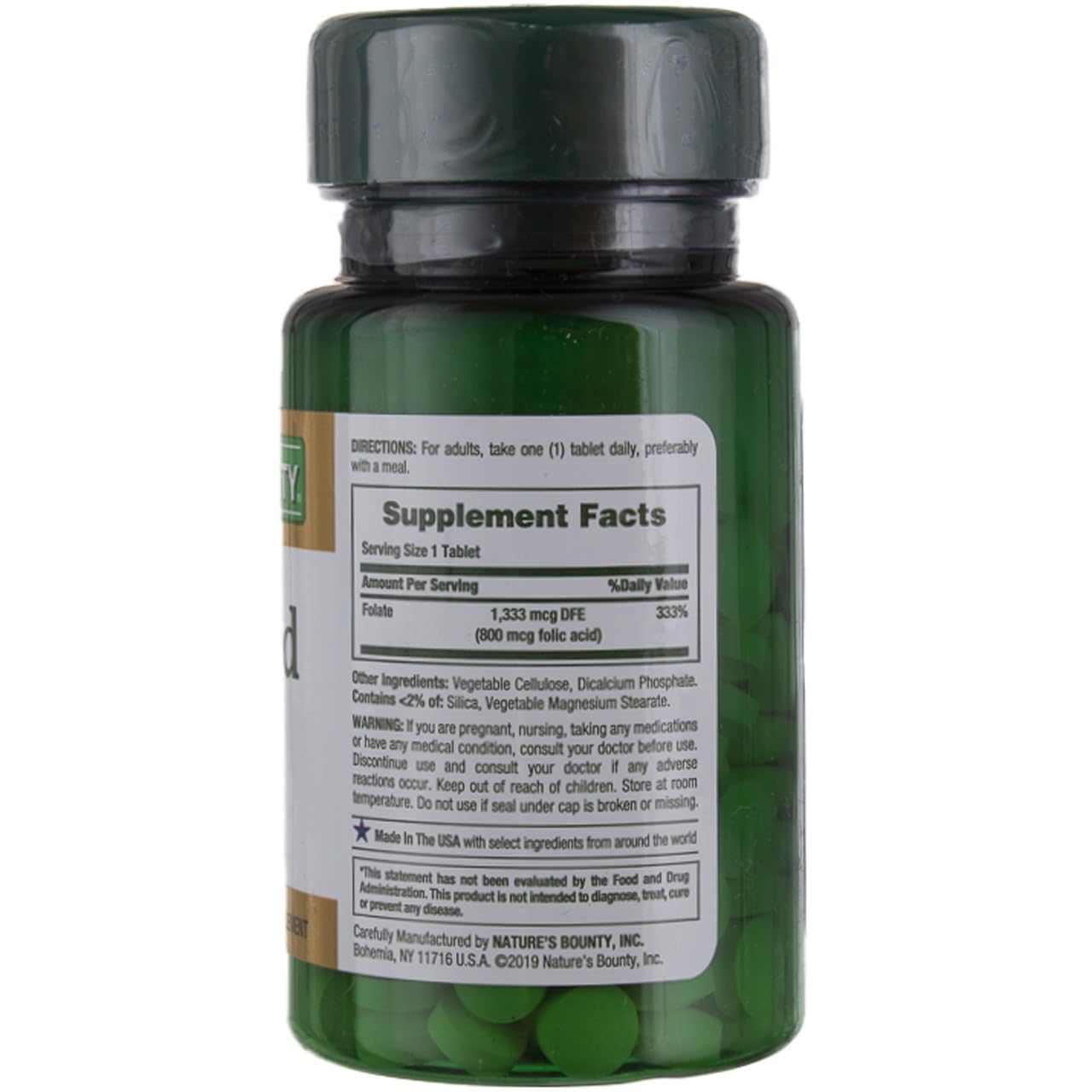 Nature's Bounty Folic Acid Supplement 800mcg – Multi, No Flavour – Supports Cardiovascular Health | 750 Count, Pack of 3