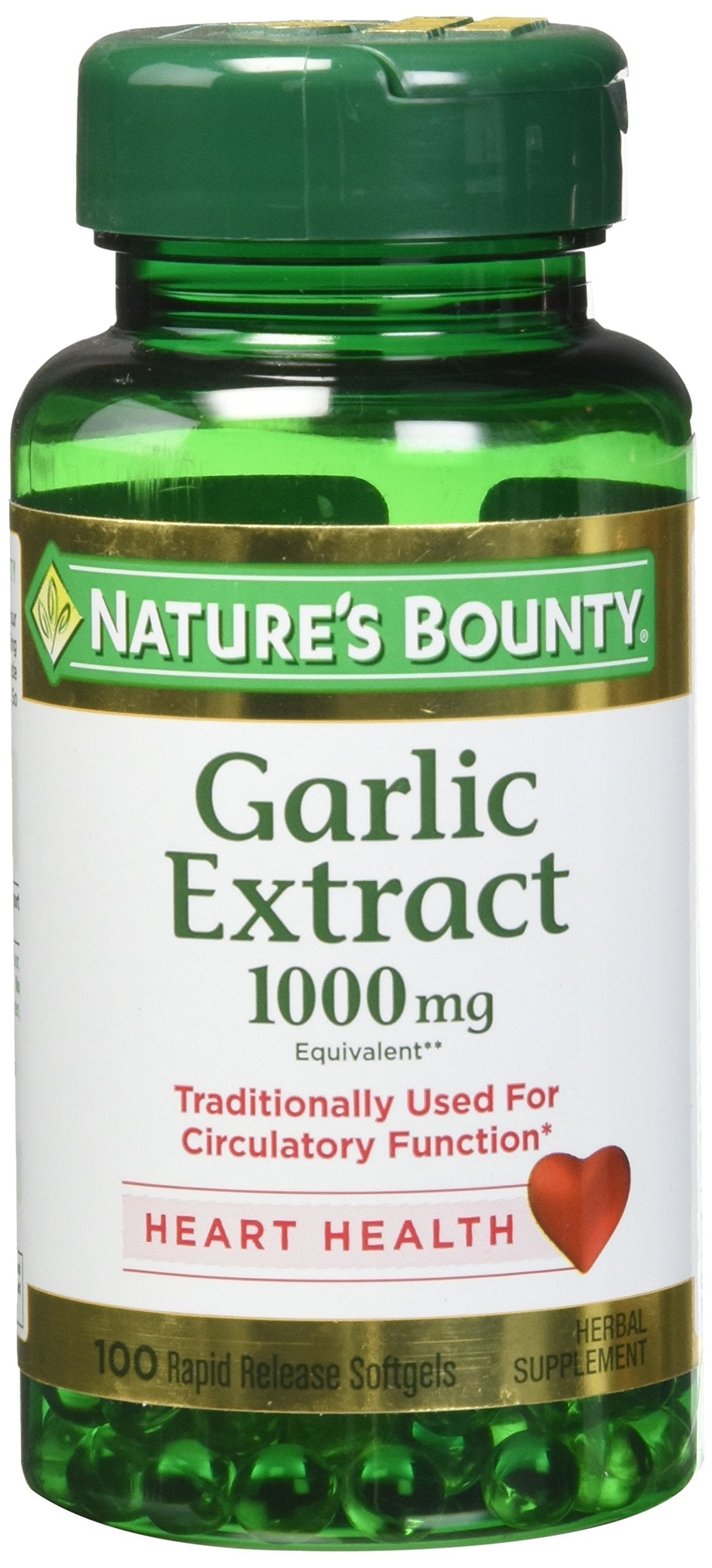 Nature's Bounty Garlic Extract 1000 mg | 100 Rapid Release Softgels (Pack 4)